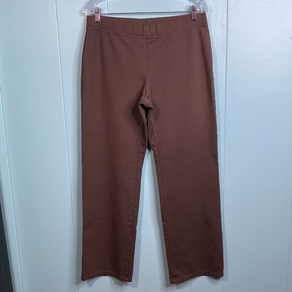 Eileen Fisher Size M Ashy Brown Stretchy Straight Leg Pull On Pants
